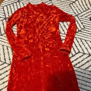 Blood orange velvet dress
